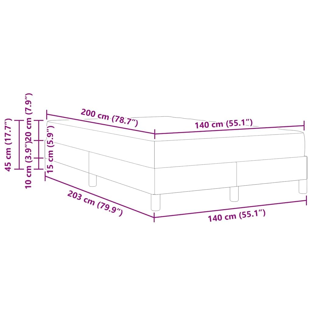 vidaXL Boxspringbett mit Matratze Dunkelgrau 140 x 200 cm Stoff, Moderner Bettgestell, rechteckige Schlafbasis, Stabiler Boxspring, Coole Optik, Holz, gemütliche Plattform