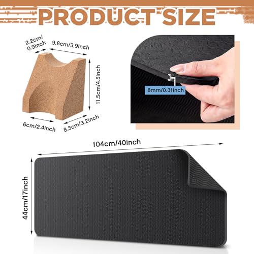 Image of Klyyo 41 Inch Guitar Mat with Neck Rest, 8mm Thick TPE Non Slip,Black | Dual Height Cradle for Bass Guitar, Repair Bench Pad for String Change Cleaning, Fits Acoustic Electric Ukulele