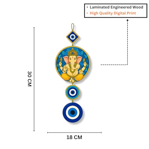 Image of GiftOday Lord Ganesha Attractive Design Wooden Wall Hanging for Home Kitchen Decor | Decoration Livingroom, Hallway | Peace Charm Accents | Door Entrance Decorative Hangings Size (18 x 30 CM)