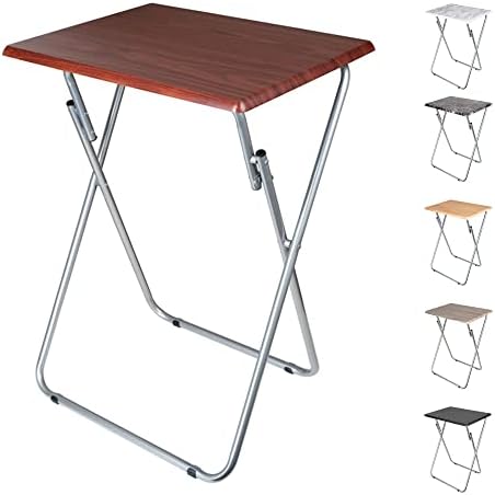 SG Traders Side Folding Coffee Table, Small TV Snack Tray for Eating, Sofa Laptop Desk, Outdoor Foldable Camping Tables, Natural Wood Colour, L48 x W38 x H66 CM