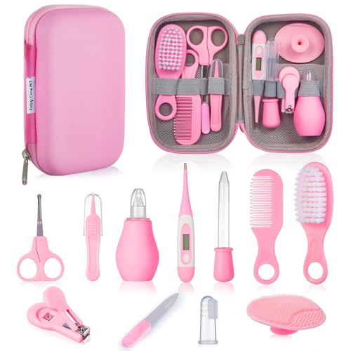 Set Cuidado Bebe Recien Nacido, 12 Kit Cosas para Bebes Recien Nacidos - Neceser Bebe, Set Higiene Bebe, Manicura Corta uñas Bebe, Aseo Baño Accesorios Productos Bebe, Lista Nacimiento Bebe