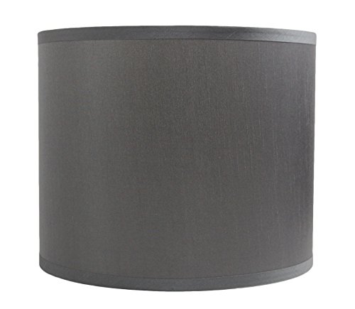 Urbanest Faux Silk Drum Lampshade, 12-inch By 12-inch By 10-inch, Gray, Spider Fitter