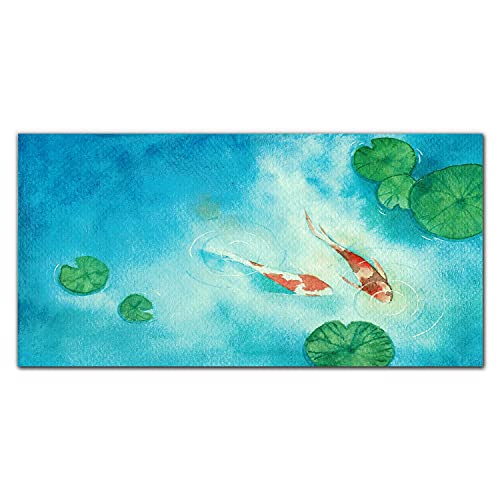 Tableau en verre trempé 100x50cm avec impression photo de carpe koï pour décoration d'intérieur