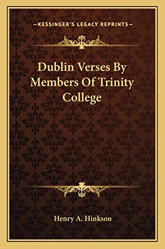 Dublin Verses By Members Of Trinity College