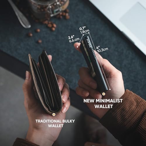 Image of VULKIT Minimalist Wallet with Money Clip RFID Protection Pop Up Card Holder Slim Wallet Credit Card Holder Metal Wallet, Matte Black