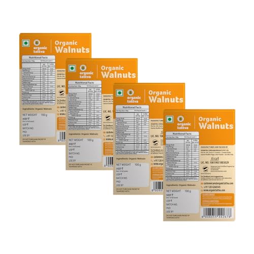 Image of Organic Tattva 'Walnuts /Akrot', Naturally Processed, No Artificial Additives (400 Grams(Pack of 4))