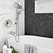 Gecheer Tool-Free Shower System with 7-Spray Handheld and Overhead Head, Brushed Nickel Finish, 1.8 GPM, No-Drill Adhesive Installation