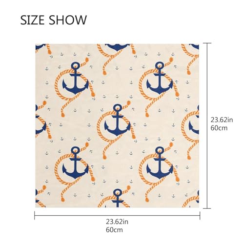 Blue Anchors Silk Like Scarfs Square Satin Head Scarf for Women Lightweight Neckerchief2