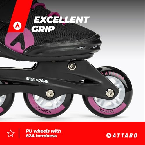 Miniatura 3 de Attabo Patines En Línea Cyclone Fitness Mujer Talla 38 Eu Ruedas Abec-7 Bota Semirrígida Pu 82a Freno Tpr Comodidad Estabilidad Ajuste 3 Etapas Materiales Duraderos Color Negro-Rosa