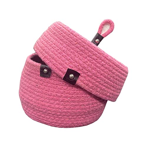 Image of Multi-Purpose Essential Jute Basket With Lid Storage Baskets For Bathroom Living Room & Kitchen | Organizer Box | Storage And Organizer Box (Pink)