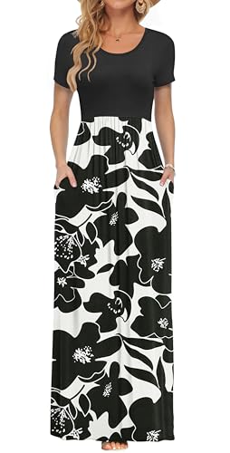 Image of AUSELILY Women's Classic Short Sleeve Loose Plain Casual Long Maxi Dresses for Women 2026