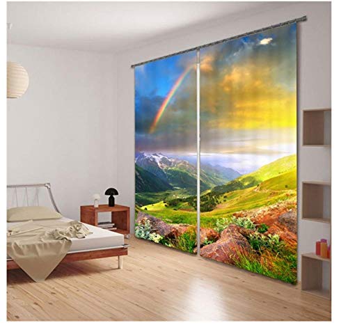 DKMDT Foto Moderna de la Cortina del apagón 3D de la decoración casera para la habitación de los niños, Paisaje del Arco Iris