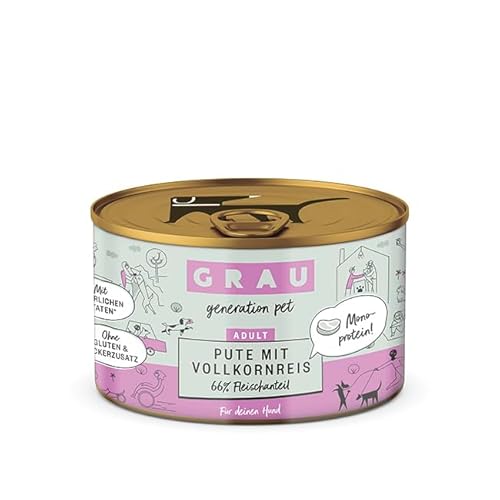 Grau – das Original – Nassfutter für Hunde - Pute mit Vollkornreis, 1er Pack (1 x 200 g)