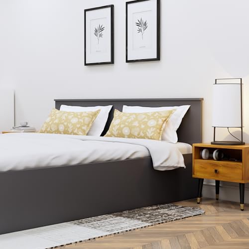 Image of Bniture Modern King Size Bed with Storage Box | Engineered Wood Bed Designer Headboard | Wooden Bed King Size Cot Double Bed with Storage for Bedroom 3 Year Warranty (Slate Grey)