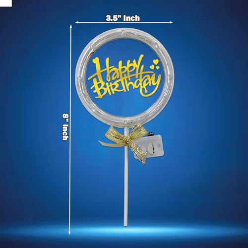 Image of Rozi Decoration Happy Birthday Cake Topper with Light Set of 1 | Happy Birthday Cake Topper Decoration Items | Cake Topper 2nd Birthday Decorations | Birthday Cake Topper for Husband