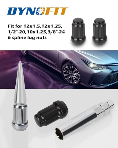 Image of Dynofit 6 Spline Spike Lug Nut Socket,1PC Chrome Socket Key,fit M12 1 /2 inch