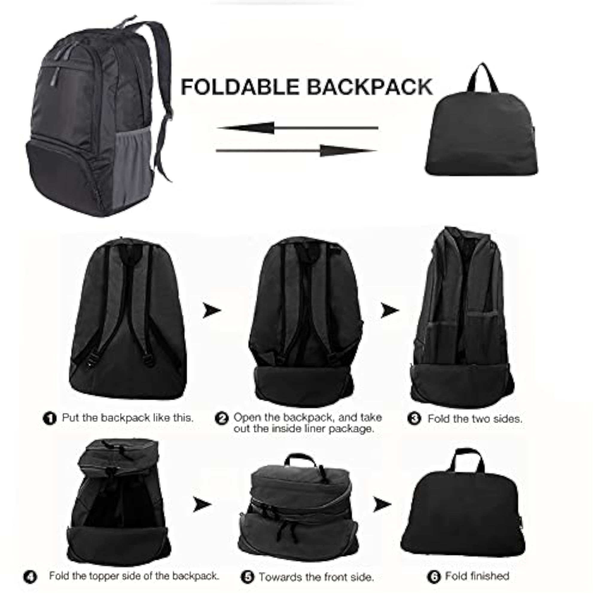 Lightweight Foldable Packable Rucksack for Outdoor Use