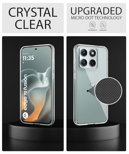 Image of WOW IMAGINE Transparent Back Cover Case for Motorola Moto Edge 70 Fusion 5G | Raised Bumps for Full Device & Camera Protection Shockproof TPU Silicone Back Case Mobile Cover - Transparent