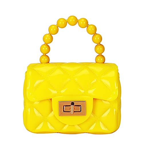 Little Girls Mini Purse PVC Handbag Bag Coin Wallets for Kids Gifts Presents (Yellow)