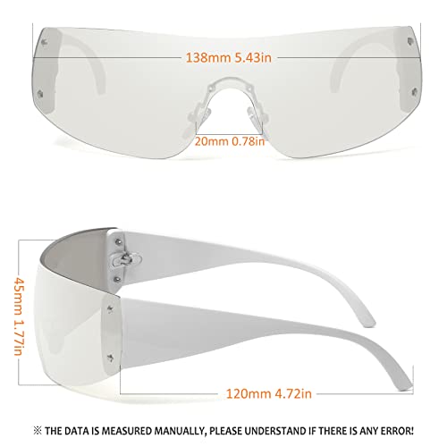 Trendy Rimless Star Y2K Sunglasses for Women Men Shield Oversized Wrap Around Frameless Sunglasses UV400 Protective4