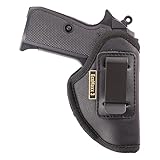 IWB Gun Holster ECOMAXX Concealed Carry Soft Leatherette Material Suede Lined Interior, Fits Most Small .380 .22 .25 .32, Kel-Tec, Ruger LCP, NAA Guardian, Pico, Baby Browning, LW SEECAMP. Right Hand