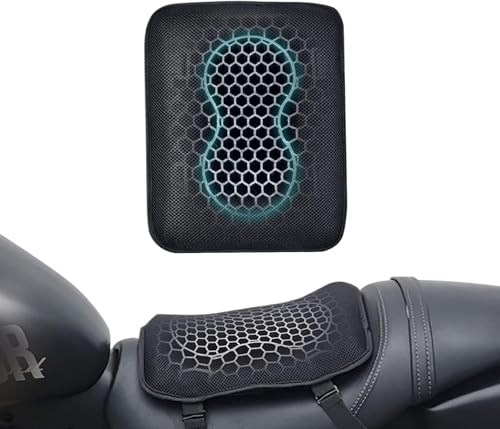 バイクシートクッション ゲルクッション 快適 衝撃吸収 3Dメッシュシートカバー 体圧分散 通気 滑り止め 取り付け簡単 快適なツーリング バイク用品