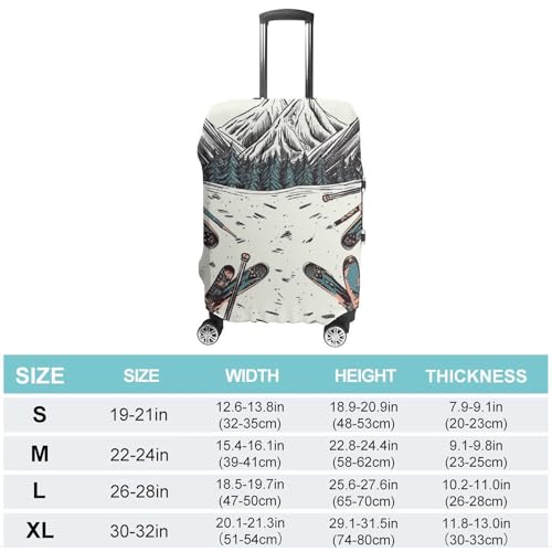 Skiing with Gear Set Suitcase Cover Washable Luggage Cover Dust-proof Luggage Protector Cover Anti-Scratch Travel Suitcase Protector Fits 18-32 Inch Luggage M2