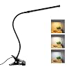 8W USB Lampe de Bureau Noire avec Pince, Lampe de Lecture à Clipser, 3 Couleurs et 10 Intensité, Flexible LED Lampe col de Cygne, Clip Lampe Manucure de Table Travail, Lampe de Dessin Gaming