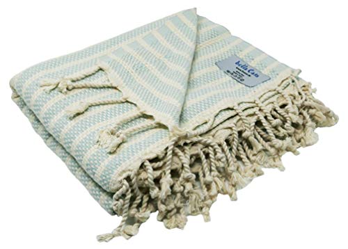 Bella Casa MARMARA Hamamtuch Saunatuch Pestemal Fouta Strandtuch Badetuch Handtuch Baumwolle Backpacker 100x180 cm (Pastelltürkis) Cover