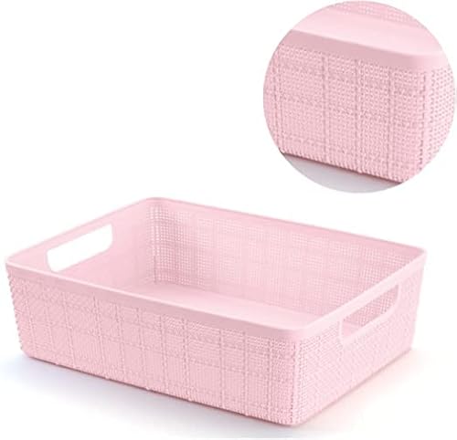Kit 3 Cestos Organizadores Multiuso Rattan Home Organizer P-M-G Cor: Rosa
