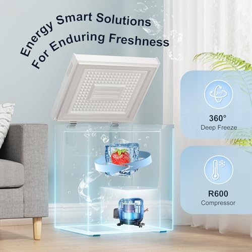 Image of 7.0 Cu Ft Chest Freezer - Compact Deep Freezer with 7-Level Thermostat, Removable Basket & Top Opening, for Home Kitchen(White,7.0)