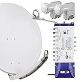 Hochwertige Multifeed Sat-Anlage mit ausgesuchten und aufeinander abgestimmten High End Komponenten des deutschen Marktes. Für einwandfreien HD, UltraHD, 4K, 3D Empfang