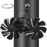 Tomersun Ventilateur de cheminée magnétique, sans électricité, avec 16 pales, ventilateur de cheminée silencieux, pour bois, bois de chauffage, foyer, tuyau de poêle avec thermomètre et 1 pièce