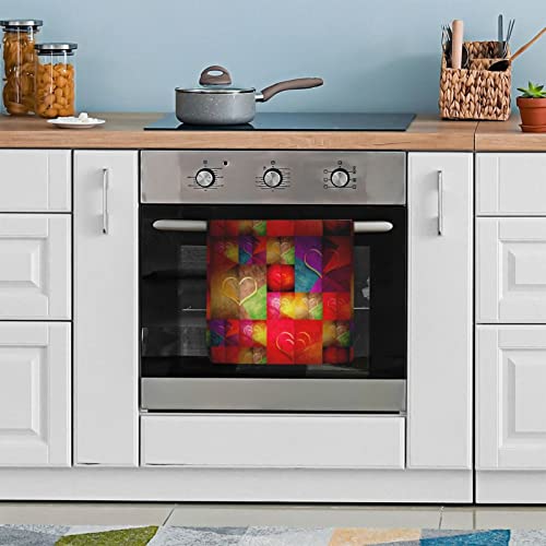 Vunko Red Love Hearts Kitchen Dish Towel Soft Highly Absorbent Valentine's Day Hand Towel Home Decorative Multipurpose For Bathroom Hotel Gym And Spa 15.7 X 27.5 Inches #TOP4