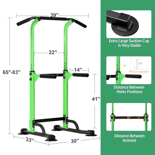 Image of DlandHome Power Tower Pull Up Dip Station Multi-Function Fitness Equipment for Strength Training Adjustable Height Dip Stand for Home Gym