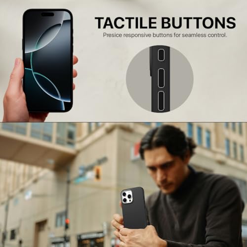 Image of CASEGEAR Silicone Snap Fit Back Cover Case Compatible with iPhone 16 Pro Max | 8 Feet Drop Protection | Compatible with MagSafe | 360 Protection | Shockproof & Scratch Resistant | Black