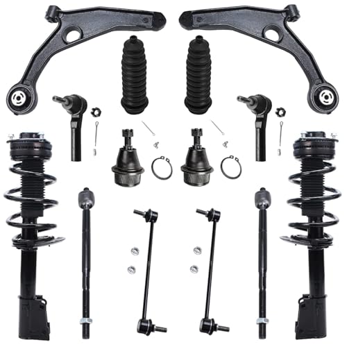 Detroit Axle - 14pc Front End Suspension Kit for 09-15 Dodge Journey, 2 Struts 2 Lower Control Arms 2 Lower Ball Joints 2 Sway Bars 4 Tie Rods 2 Boots 2009 2010 2011 2012 2013 2014 2015 Replacement
