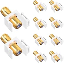 VCE Coax Keystone Jack Insert 3GHz Coaxial Cable Connector, F-Type RG6 Cable Extender Female to Female for Wall Plate and Patch Panel, Gold-Plated, 10-Pack