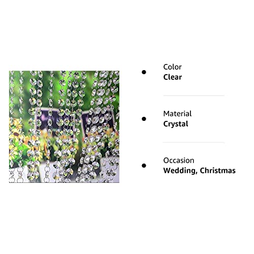 Vovov 20Ft Clear Crystal Garland Chandelier Octagon Beads Chain Beaded Trim #TOP7