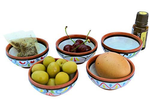 Cactus Canyon Ceramics Very Small Spanish Terracotta 5-Piece Very Small Mini-Bowl (Pinch Bowls) Set, White #TOP2