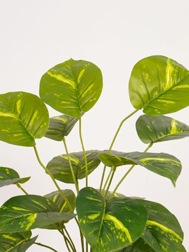 Image of ARICK Decor 2.1Ft Artificial Money Plant with 18 Leaves, 65cm Tall Faux Tropical Potted Tree in Black Pot, Realistic Large Silk Leaf Fake Plant for Living Room, Office & Home Decor
