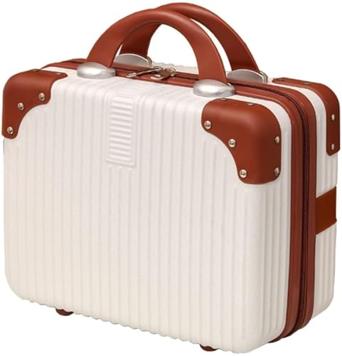 Image of GLOSSYPLUS ABS Hard Shell Cosmetic Travel Hand Luggage Portable Carrying Makeup Case Suitcase Organizer Box Vanity Mini Suitcase Small Accessory Bag, 30 cm, No Wheels (Brown)