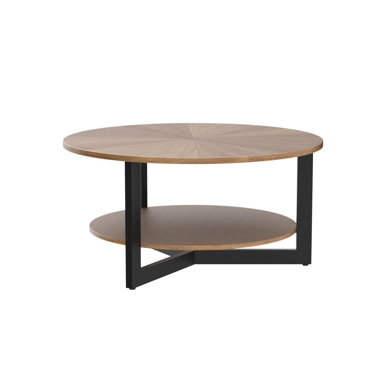 Mesa De Centro Industrial Moderna De 41 Pulgadas De Madera Grande De 2 Niveles Con Estante De Almacenamiento Centro Rectangular De Metal Rustico
