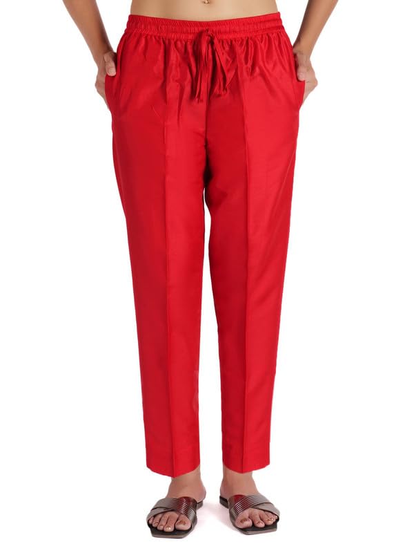Image of Trouser Pants for Women,Stylish Trousers for Woman for Kurti Relaxed & Regular Straight fit Palazzo,Ethnic Bottom Formal Pants for Women Office wear Casual & Daily Use