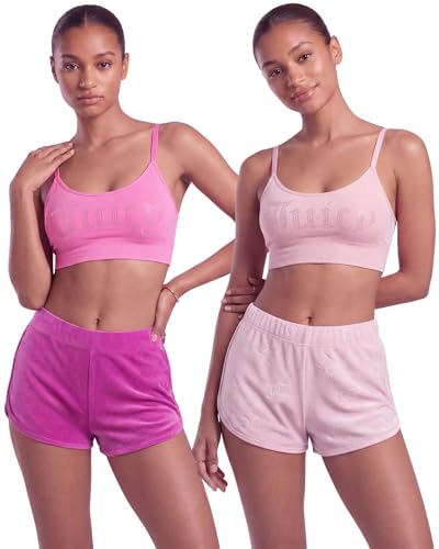 Image of Juicy Couture Women's 2-Pack Sleep and Lounge Velvet Fleece Dolphin Shorts