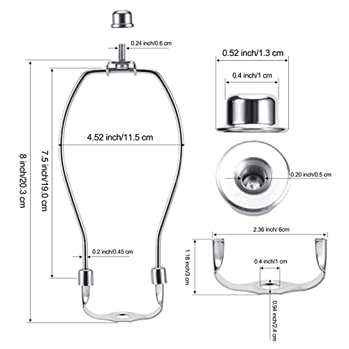 8 Inch Nickel Lamp Harp Holder Kits With Finials And Detachable Light Duty Saddle Bases, Saangseon Set Of 2 Diy Lighting Accessories Horn Frame Lamp Shade Brackets #TOP1