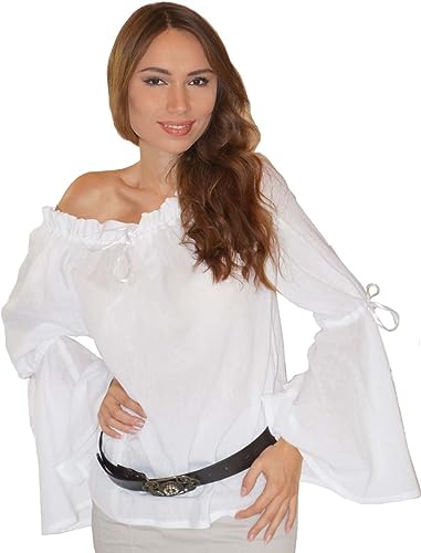 MAYLYNN 13710 - Mittelalter Bluse Elena LARP Piratenbluse Baumwolle,...