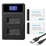 GKUGEYGO 2-Pack LP-E17 Battery and Dual USB Charger Compatible with Canon EOS R100 R50 RP R10 R8, Rebel T8i T7i T6i T6s SL2 SL3 M3 M5 M6 77D 200D 250D 750D 760D 800D 8000D Digital SLR Camera