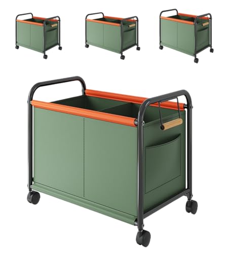 SJGEIDM収納ボックス ワゴン 整理箱 おもちゃ収納 スナック収納 大容量収納 衣類収納 小物収納 運動器具収納 雑貨収納 キャスター付き リビング 組立簡単 寝室適用 (特大サイズ,黒管-グリーン)