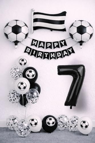 Balon Seti — Siyah Beyaz 7 Yaş Futbol Temalı Doğum Günü